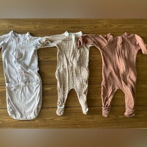 Goumi kids bundle 0-3 sleepers footie 24 hour convertible gown organic bamboo